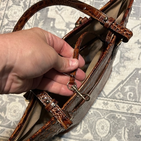 Brahmin Elegant Brown Embossed Tote Bag - Picture 11 of 15